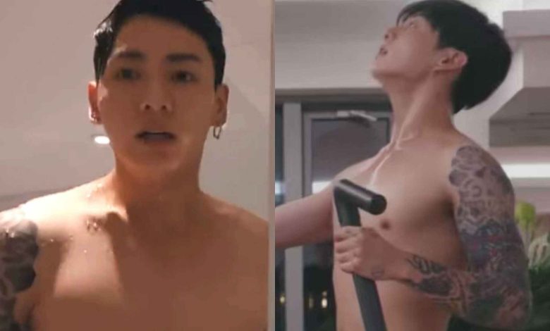 [آراء الكوريين] جونغكوك يتمرن بدون قميص ولقطات استحمامه - آراكيبوب